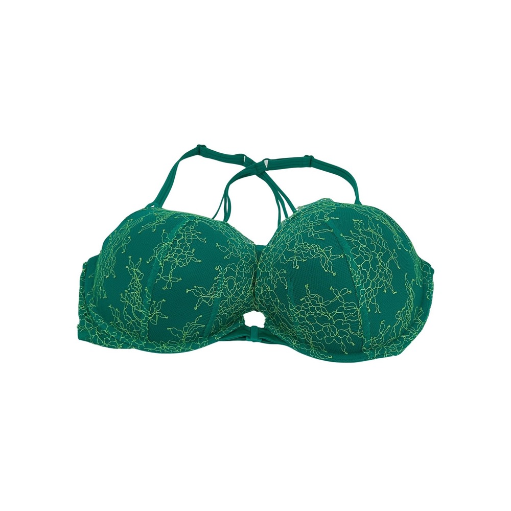 Victoria's Secret Very Sexy Push-Up Bra 36D Teal Green Neon Lace Front Close